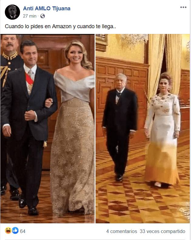 Los memes más graciosos de la primera dama, Beatriz Gutiérrez, y su vestido  de gala