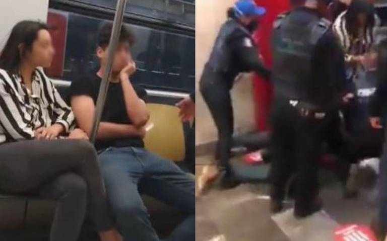 Un joven y su compañera fueron bajados de un vagón del metro por no usar cubrebocas, esto en la CDMX