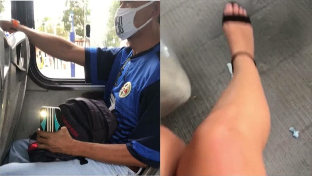Video Acosador en camión graba las piernas de una mujer