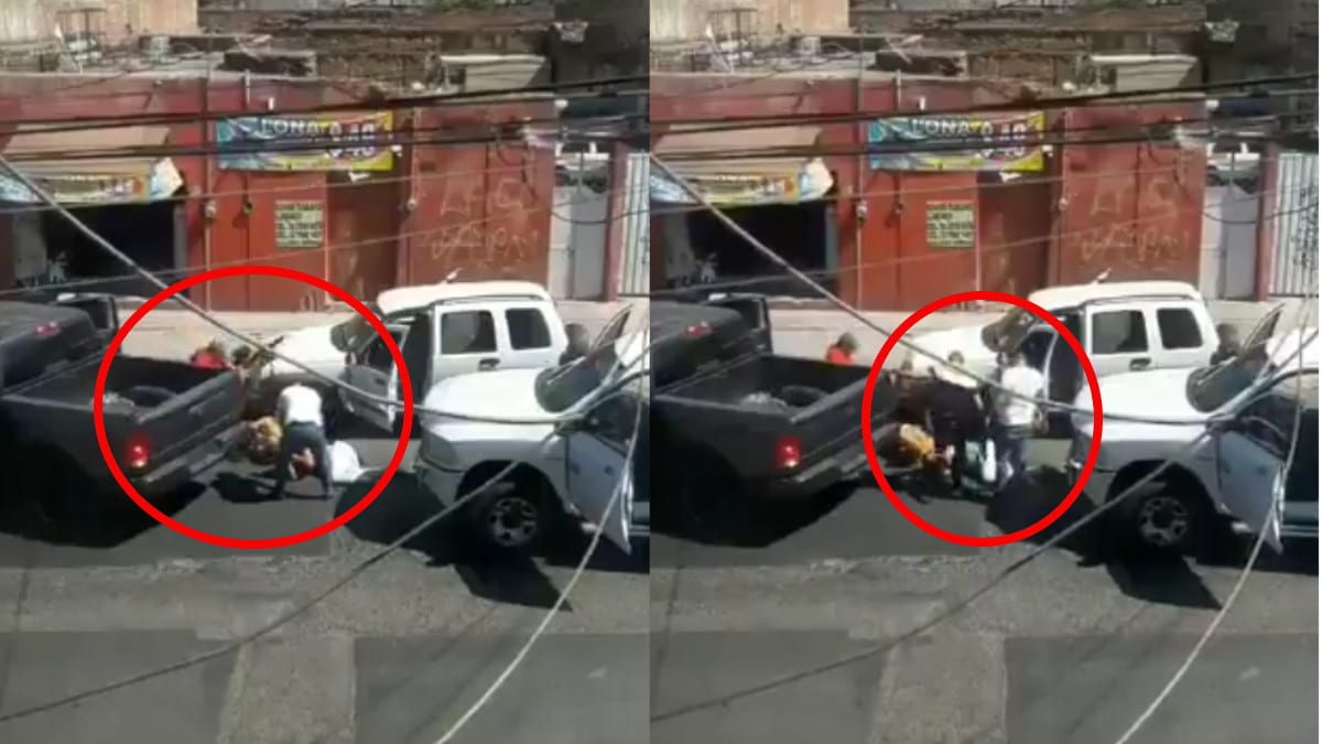 Video Hombres armados y en camionetas, le dan cerrón a un auto y golpearon a los pasajeros