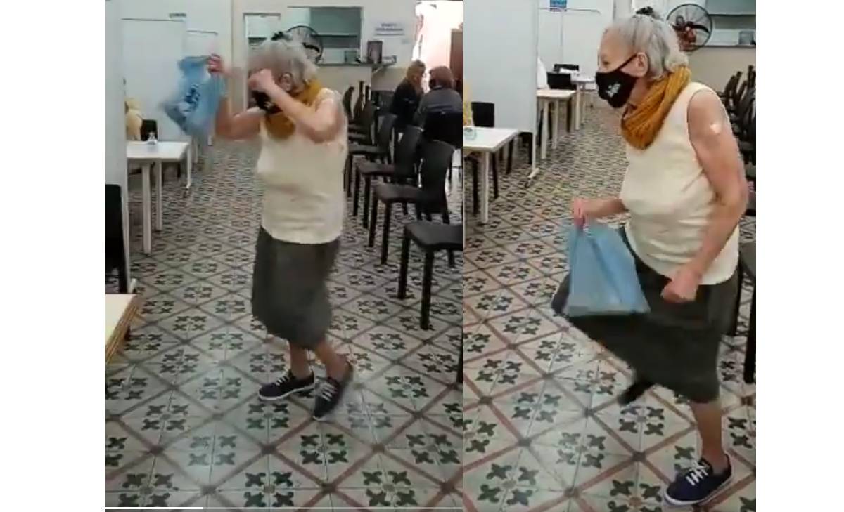 Video abuela baila de alegría tras vacunarse vs. Covid-19