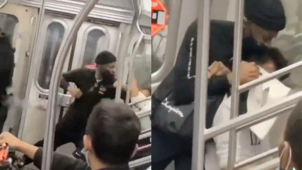 Video hombre golpea y asfixia brutalmente a un asiático en el metro