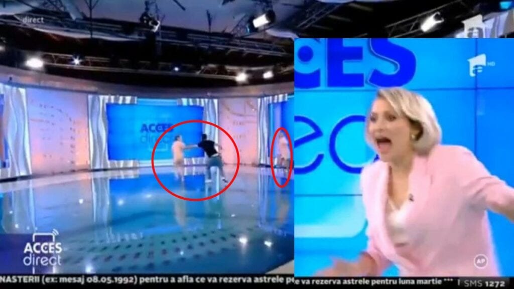 Un momento tenso se vivió en la televisión rumana cuando la periodista y presentadora Mirela Vaida, observó horrorizada como una mujer desnuda se abalanzaba sobre ella mientras realizaba su presentación en vivo en el programa Acces Direcct.