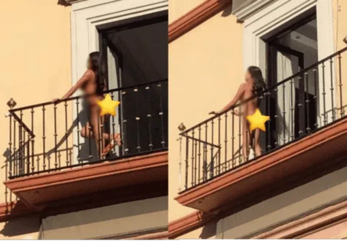 El Centro de la ciudad de Guanajuato, Guanajuato, fue el escenario de una sesión de fotos de una mujer, quien posó desnuda en el balcón de un hotel.