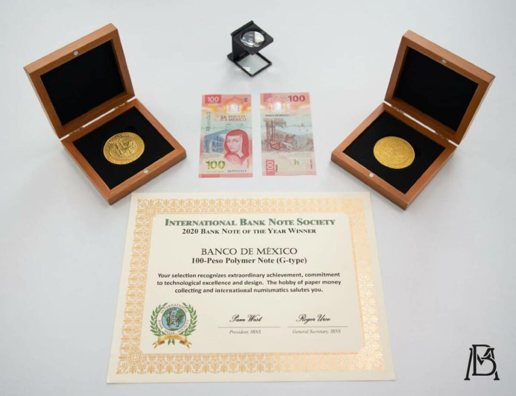 El Banco de México (Banxico) recibió un reconocimiento por parte de la International Bank Note Society (IBNS) por la emisión del nuevo billete de 100 pesos, que fue distinguido como el “Billete del año 2020”.