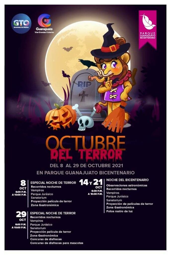 A través de las redes sociales, el Parque Guanajuato Bicentenario dio a conocer su programación de Octubre del Terror 2021.