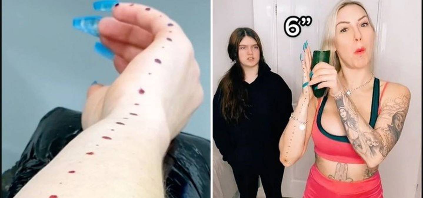 Tracy Kiss se hizo tiene un nuevo tatuaje en su escultural cuerpo para medir el tamaño del pene de los hombres con los que mantiene relaciones sexuales