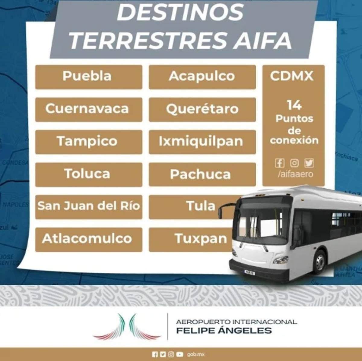 El Aeropuerto Internacional Felipe Ángeles (AIFA) abrió nuevas rutas terrestres.