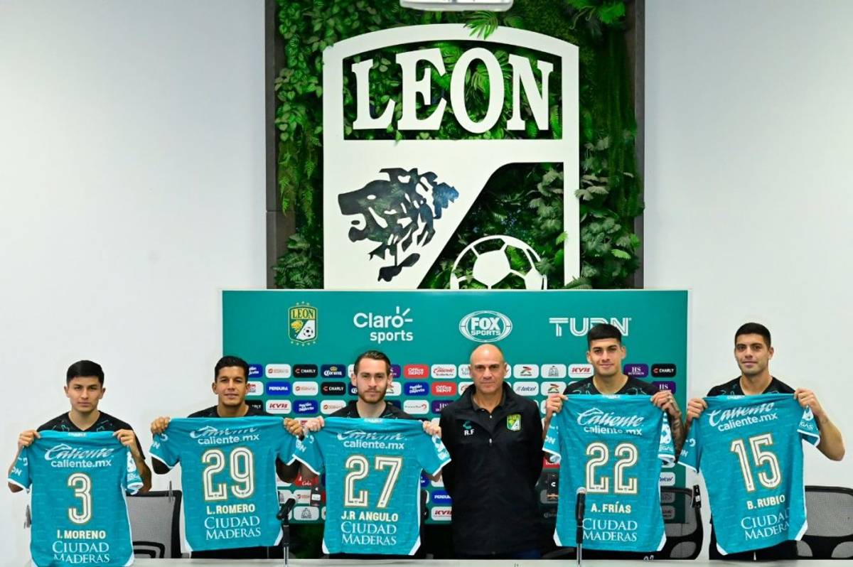 El Club León presentó oficialmente a Iván Moreno, Lucas Romero, Canelo Angulo, Adonis Frías y Brian Rubio