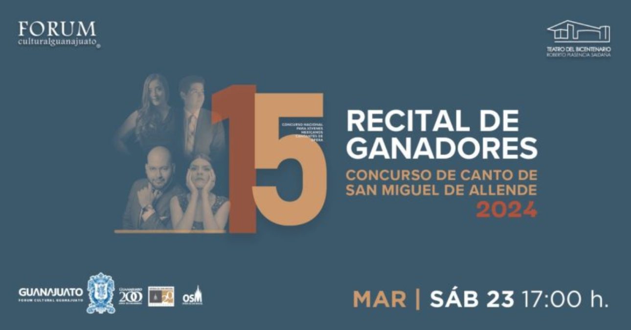 Ganadores del concurso de canto de San Miguel de Allende 2024 ofrecerán un recital el sábado 23 de marzo.